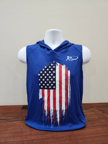 Ripped American Flag Sleeveless Hoodie